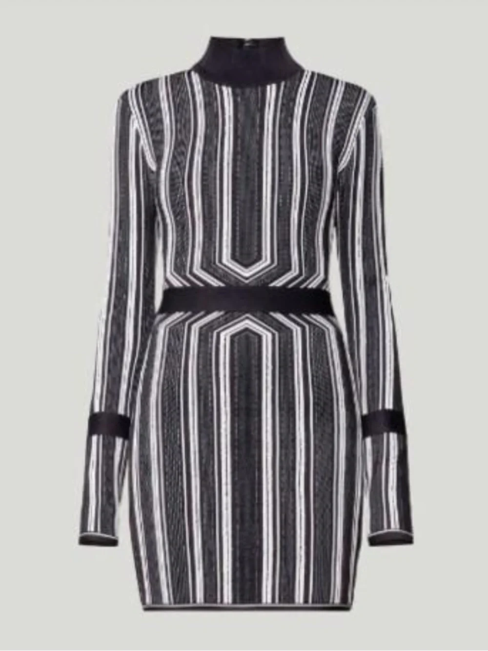 Herve Leger black and White Geometric Long Sleeve Dress - Picture 3 of 10